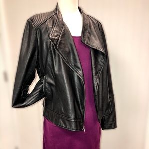 Aglow maternity black leather medium jacket